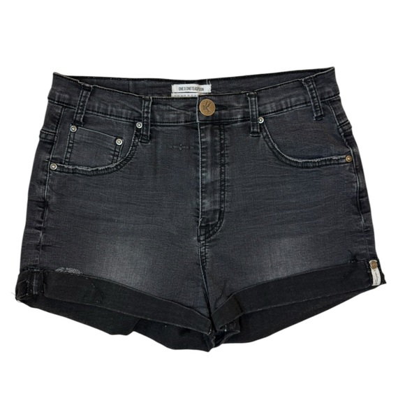 One Teaspoon Harlets Black High Rise Long Rise Fitted Twisted Cuff Hem Size 30 - Picture 1 of 9